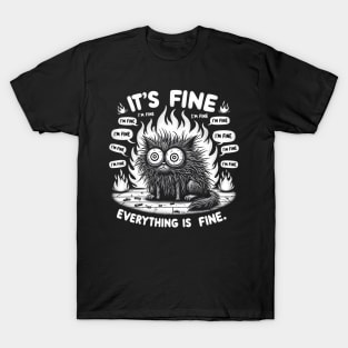 Black Cat It's Fine I'm Fine Everything Is Fine T-Shirt T-Shirt
